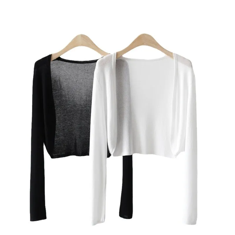 Uveng Uveng Silk Knitted Jersey Coat Women's Summer Shawl Spring With Thin Shoulder Air-Conditioning Shirt Short Top