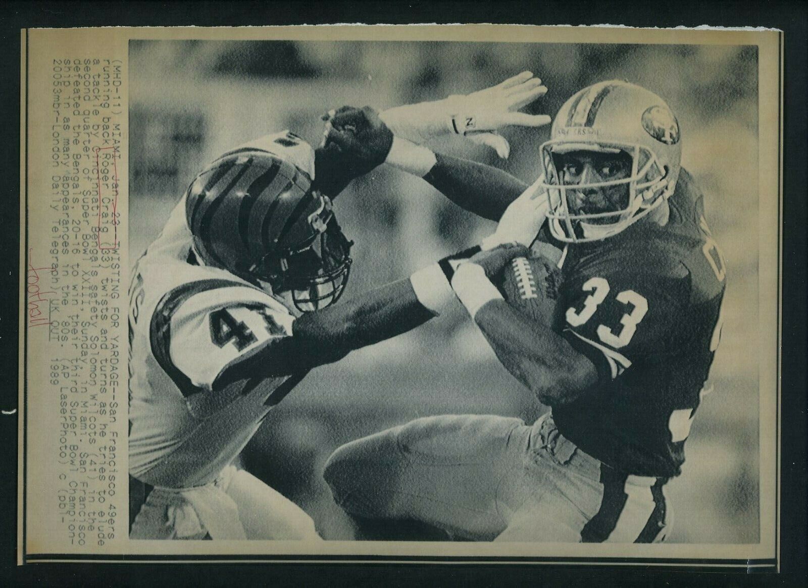 Roger Craig LOT of TWO Super Bowl Press Photo Poster paintings San Francisco 49ers