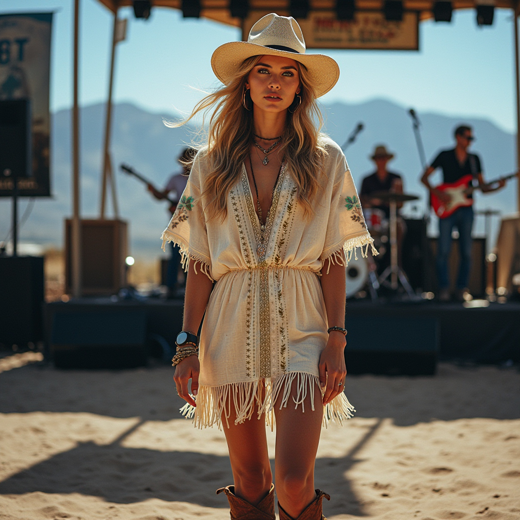 Music Festival Party Rock Carnival Vintage Boho Chic Fringe Dress With Embroidery