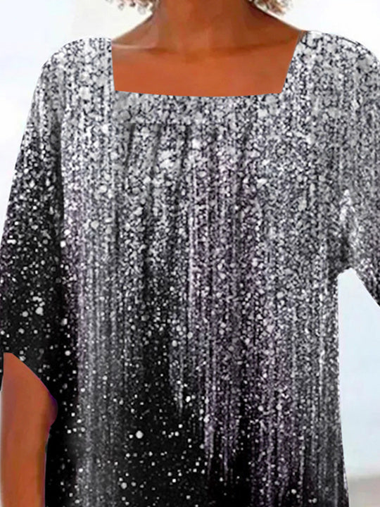 Women Half Sleeve V-neck Solid Color Dress