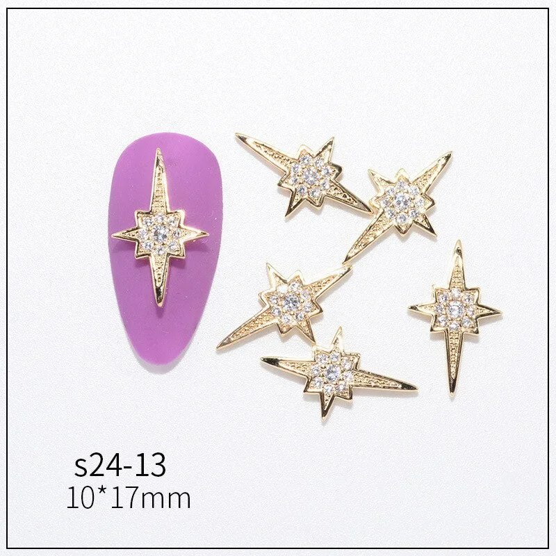 Nail Decoration Embellished Pendant Flash Drilling Chain Designs 5 Pcs/Set Metal With Zircon Rhinestones For Beauty Salons-Nail Inspo