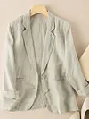 Casual Linen Long Sleeve Cropped Blazer