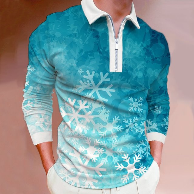 Men's Christmas Polo Shirt Long Sleeve Party