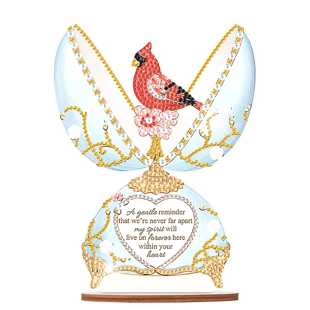 DIY Broken Egg Cardinal Special Shape Wooden Diamond Painting Desktop Decorations