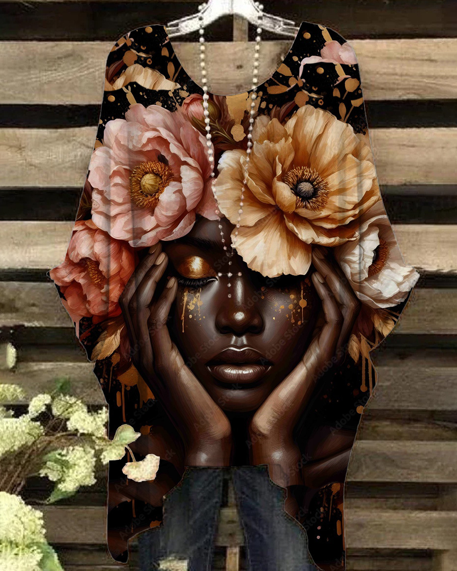 Floral Art Face Print Blouses