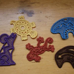Pornhint Embroidered set of five fetish animal embellishment tokens