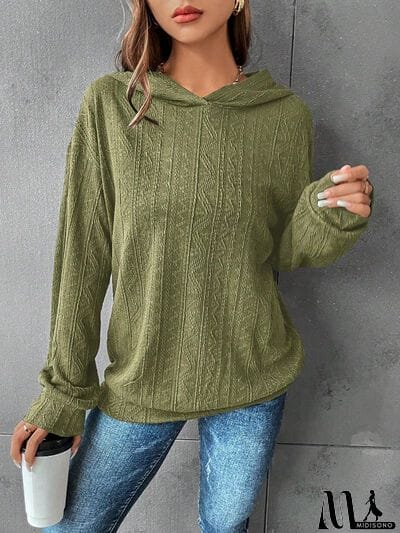 MidiSono - Textured Dropped Shoulder Hoodie