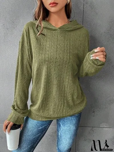 MidiSono - Textured Dropped Shoulder Hoodie