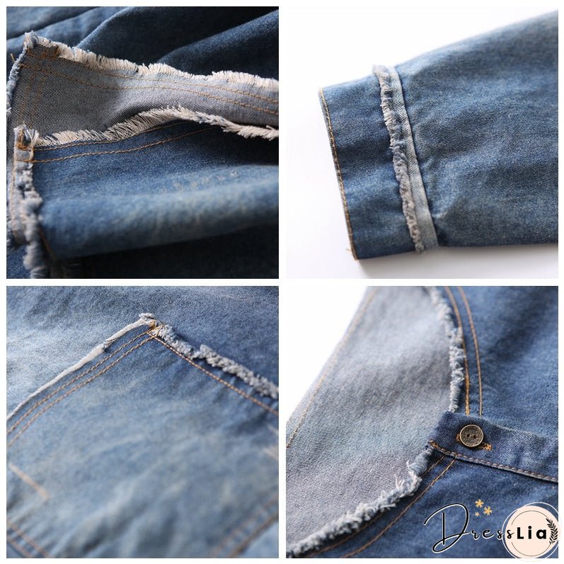 Vintage Casual Blue Denim Dresses Women Clothes