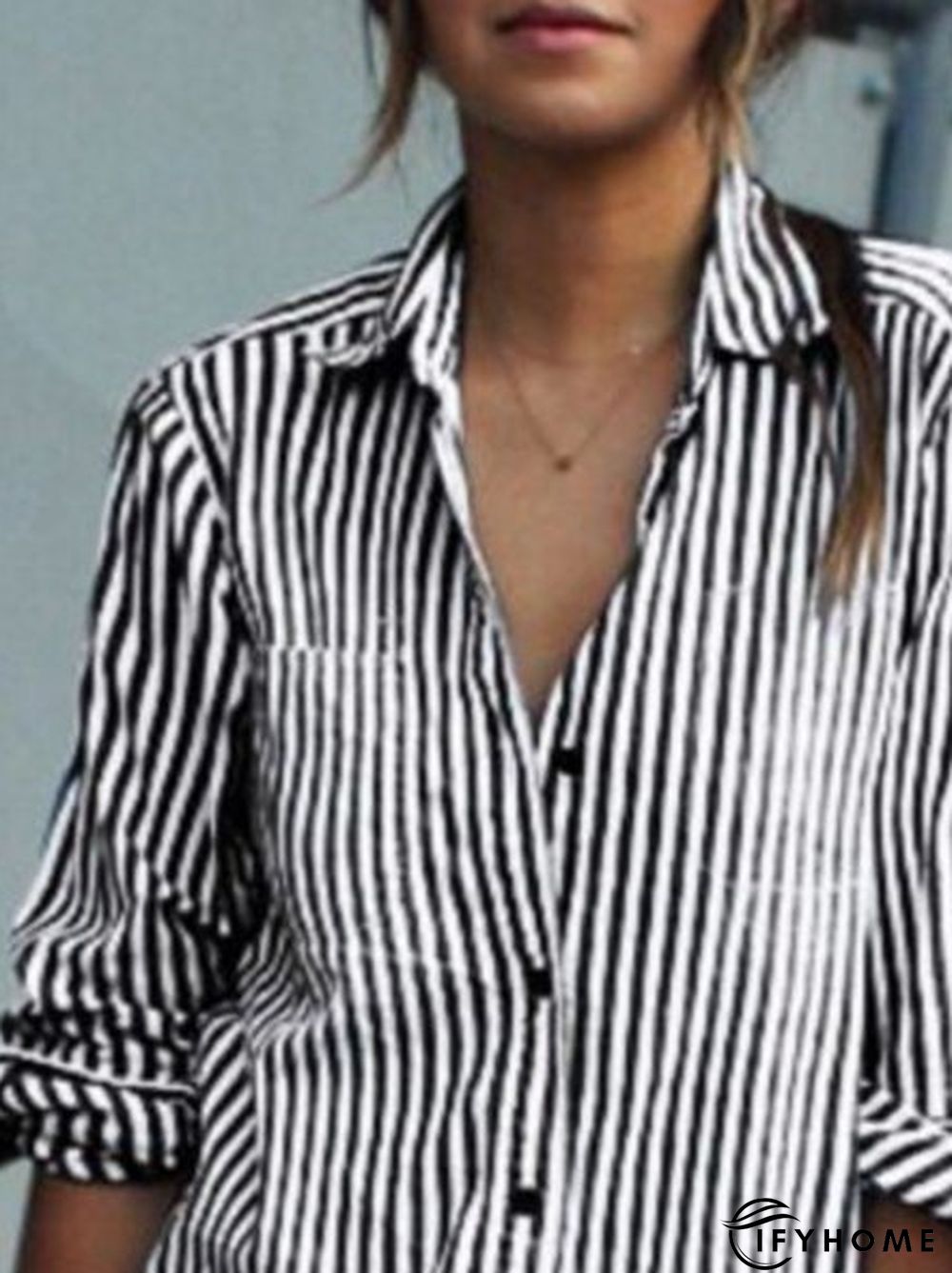 Shirt Collar Half Sleeve Casual Shift Blouse | IFYHOME