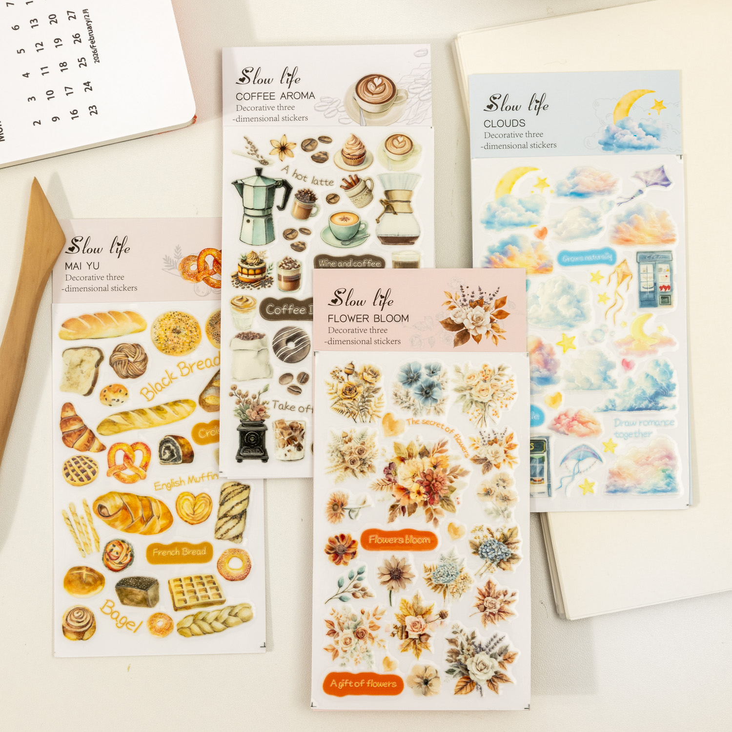 스티커 - 슬로우 라이프 워밍업 시리즈 빈티지 커피 클라우드 브레드 전사