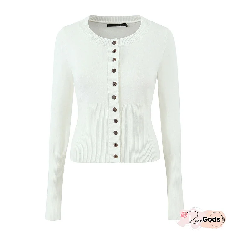 Autumn Striped Knit Button Cardigan