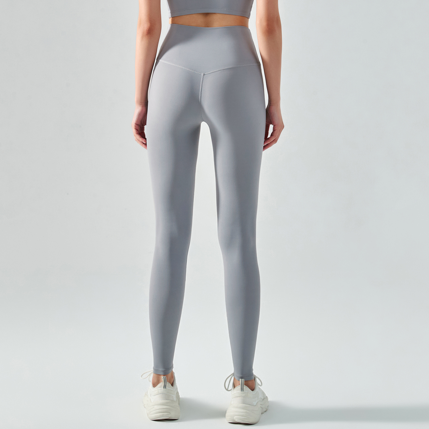 Buy no camel toe slim fit wide waist bubble peach super stretch tummy control non see through nylon gym yoga pants of high quality on Hergymclothing Rhino Gray