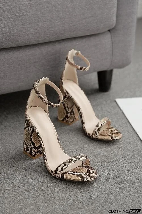 Snake Chunky Heels Sandals