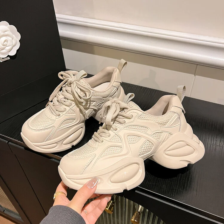 Wongn Wongn Spring And Autumn New Comfortable And Versatile Foot Small Leather Platform Dad Shoes Sports Casual Single Shoes