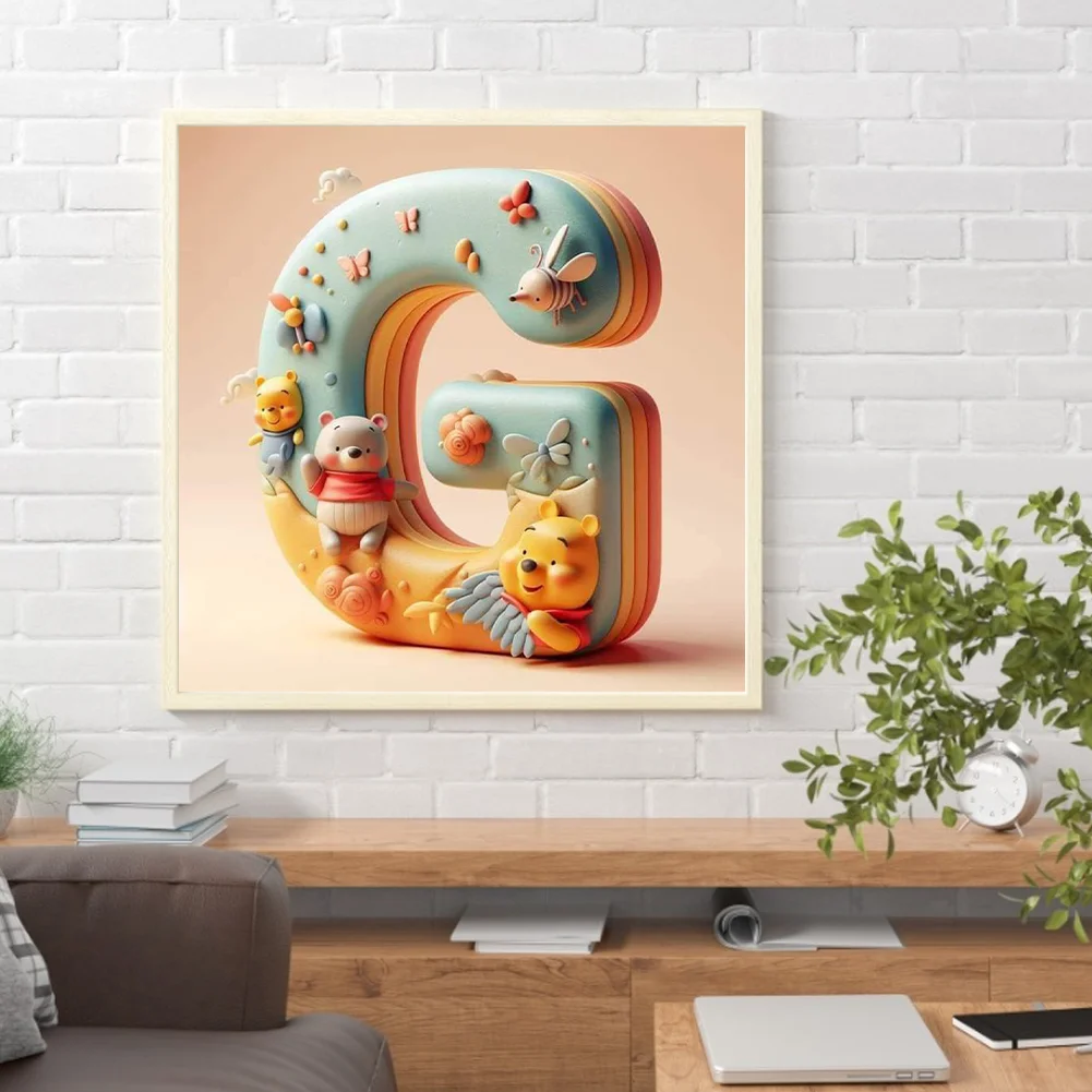Full Round Diamond Painting 30*30cm - Winnie The Pooh'S 26 Letters G