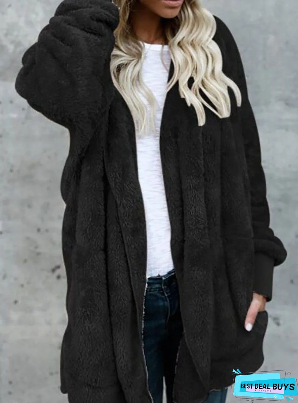 Casual Warm Plush Mid-Length Coat