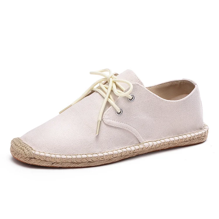 Men's Fashion Breathable Straw Solid Color Canvas Shoes