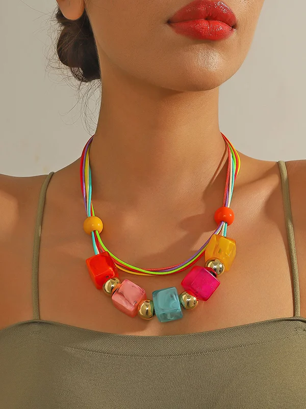 Layered Geometric Necklaces Accessories