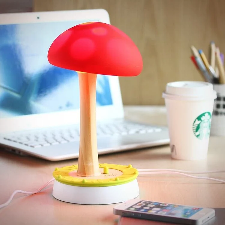 2 in 1 Creative Touch Silicone Mushroom Table Lamp-Charging Function