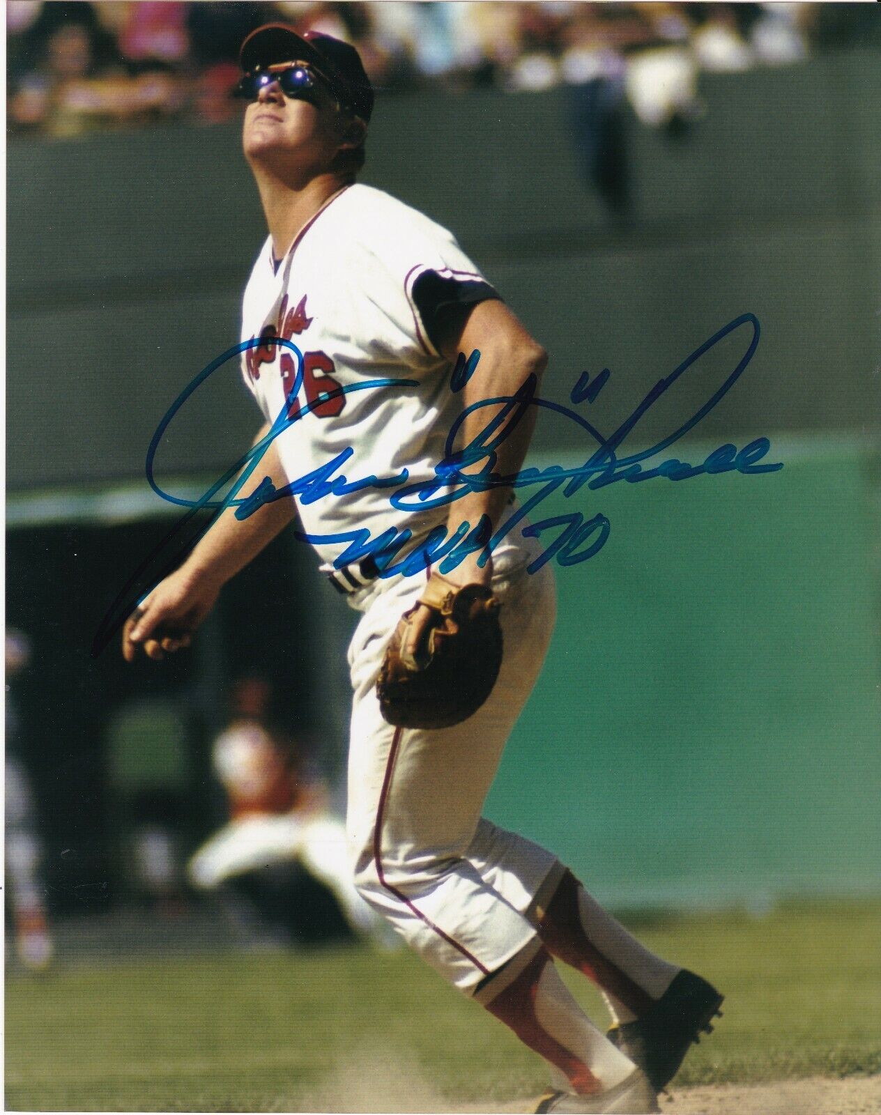 BOOG POWELL BALTIMORE ORIOLES MVP 70 ACTION SIGNED 8x10