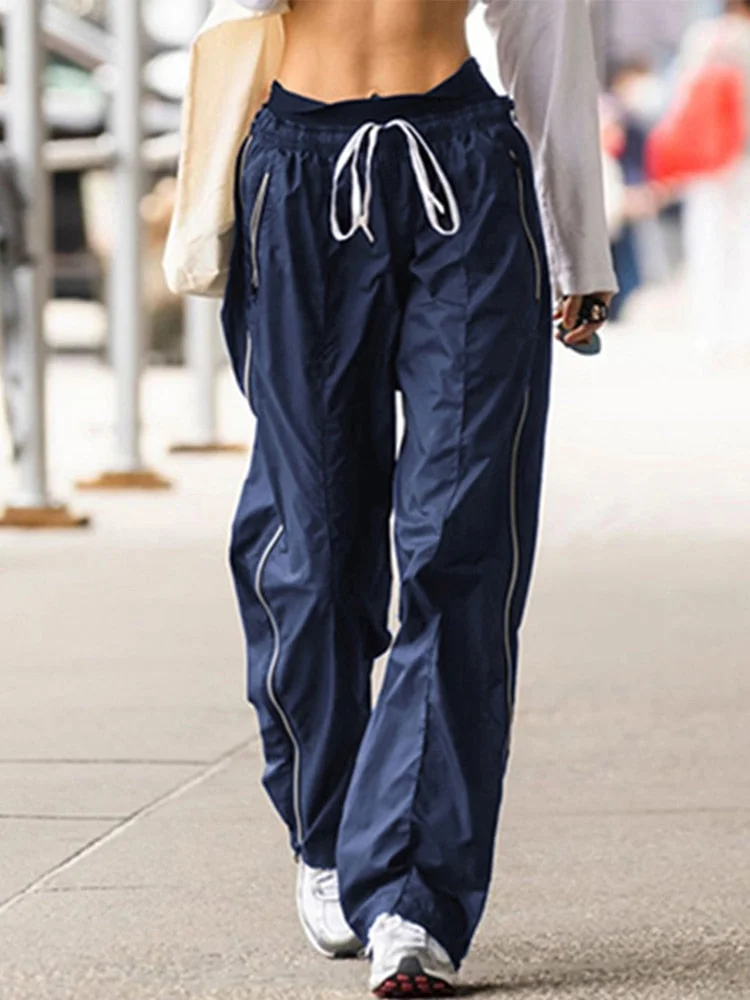 Jacqueline 2022 Drawstring Baggy Y2K Cargo Pants Women Low Waist Sweatpant Trousers Vintage Street Pockets Wide Leg Joggers Pant