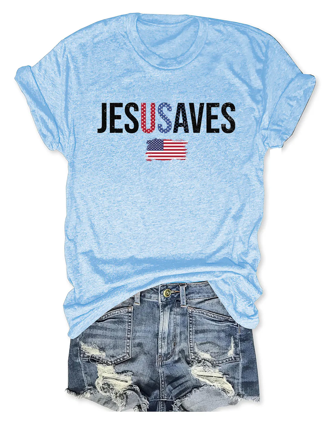 Jesus Saves USA Flag T-shirt