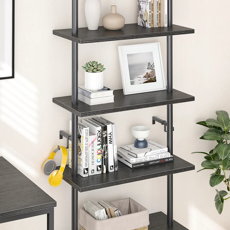 Bestier 70" Industrial Wall-Mounted Ladder Shelf 