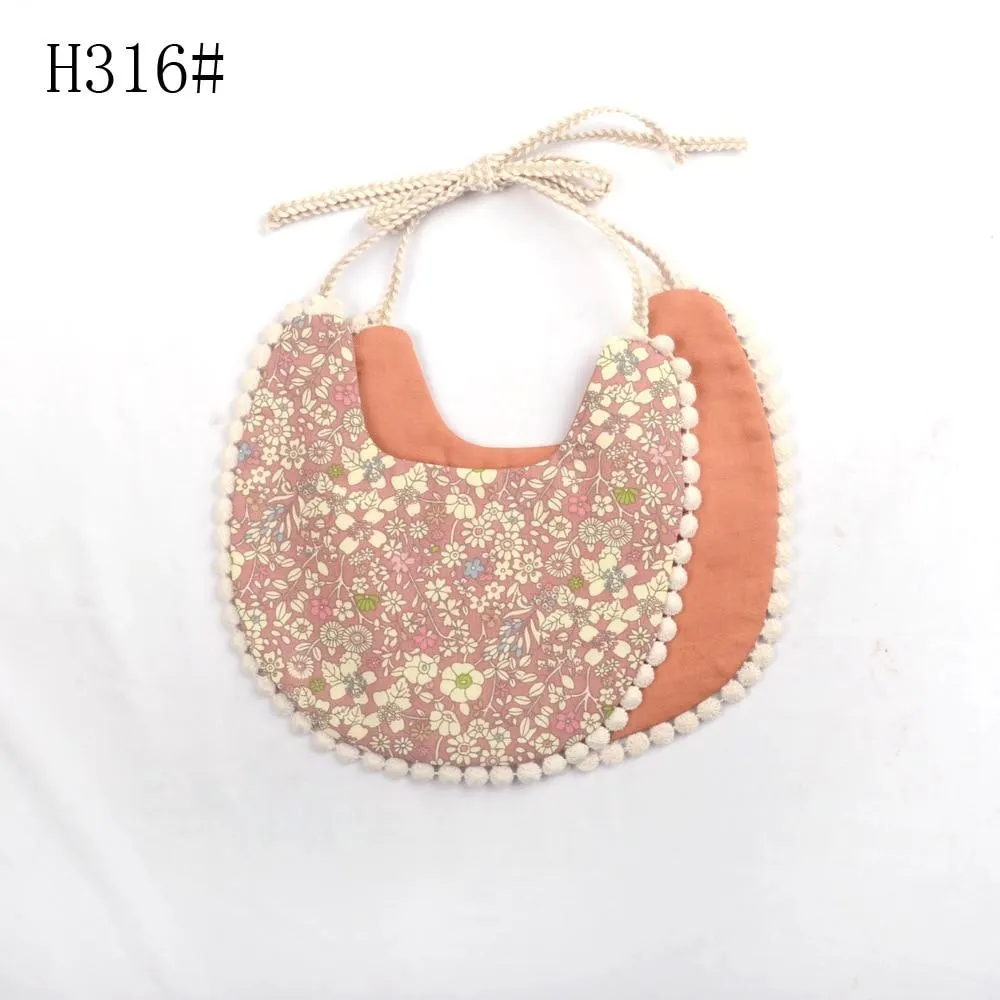 2020 Brand New Infant Baby Girl Boy Bib Kid Toddler Dinner Feeding Tassel Double-deck 100% Cotton Linen Burp Cloths Saliva towel