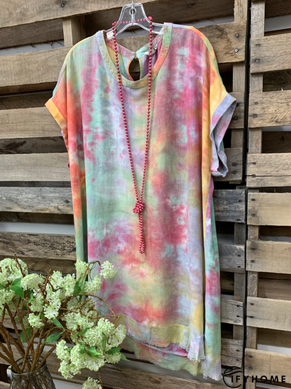 Casual Shift Short Sleeve Weaving Dress | IFYHOME