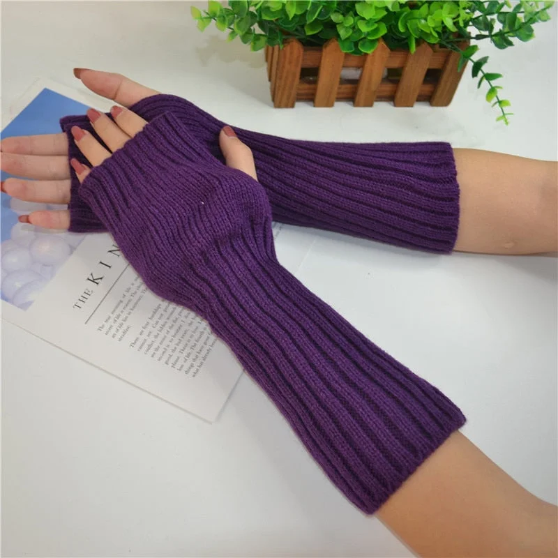 Arm Warmers Women Lengthen Crochet Knitting Solid Womens Simple Warm Comfortable Mittens Sleeve Set Leisure Chic High Quality