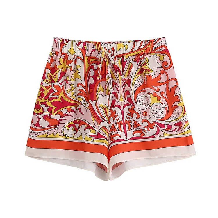 Printed Two Piece Shirt and Shorts Sets Flaxmaker
