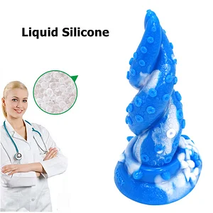 Tentacles Silicone Big Dildo Anal Plug For Women Blue And White