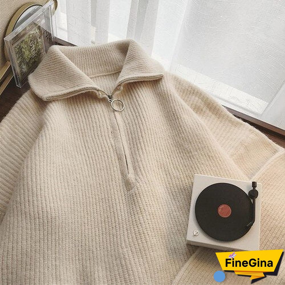 Sweater For Women Autumn New Pullover Women Zipper Korean Fashion Knitted Oversize Sweaters Knitwear Thick Women'S Turtleneck