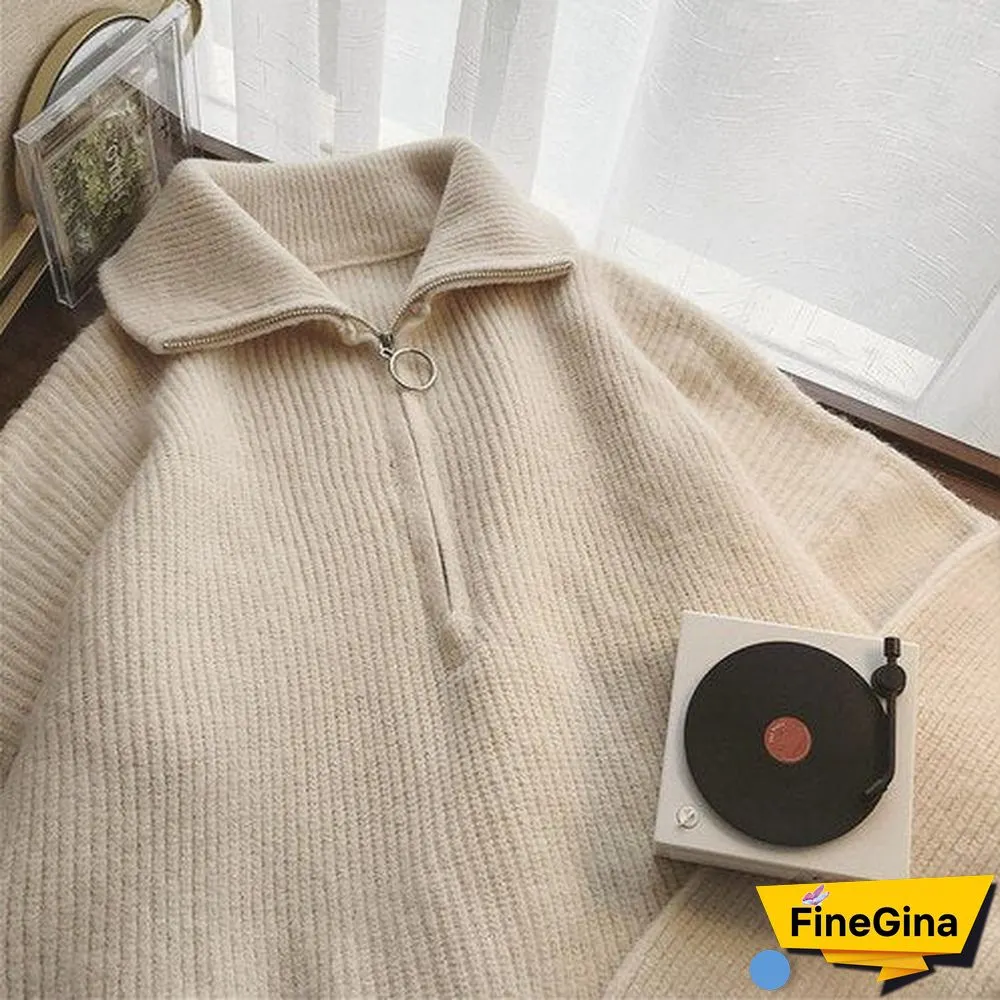 Sweater For Women Autumn New Pullover Women Zipper Korean Fashion Knitted Oversize Sweaters Knitwear Thick Women'S Turtleneck