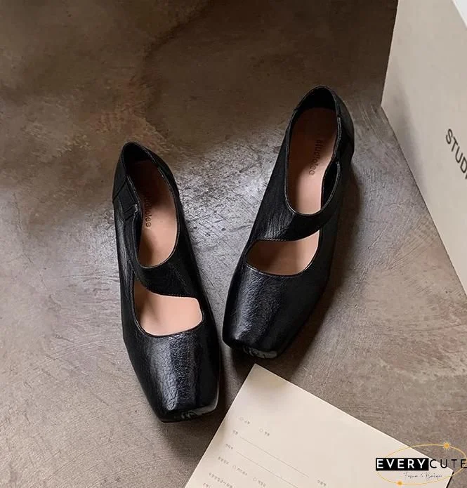 Coffee Hollow Out Pointed Toe Splicing Chunky High Heels