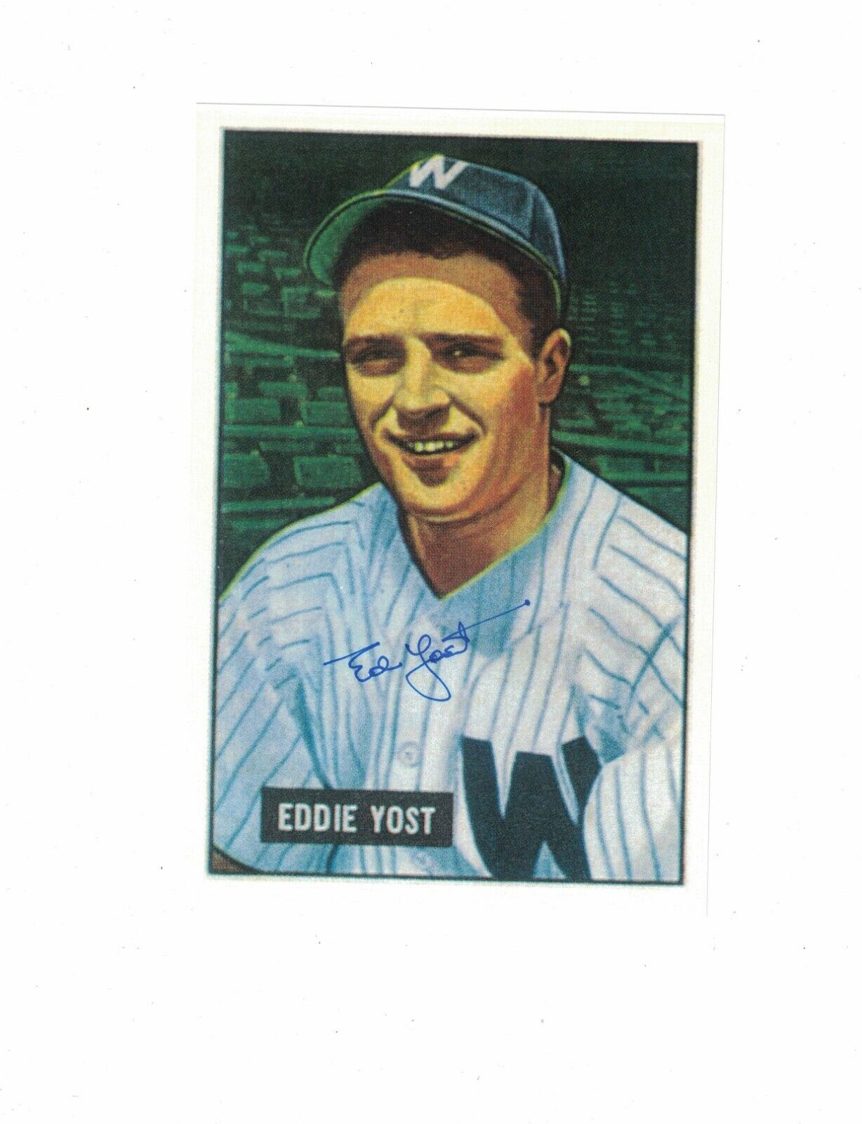 Eddie Yost Washington Senators Signed Blow Up Bowman Paper Photo Poster painting W/Our COA