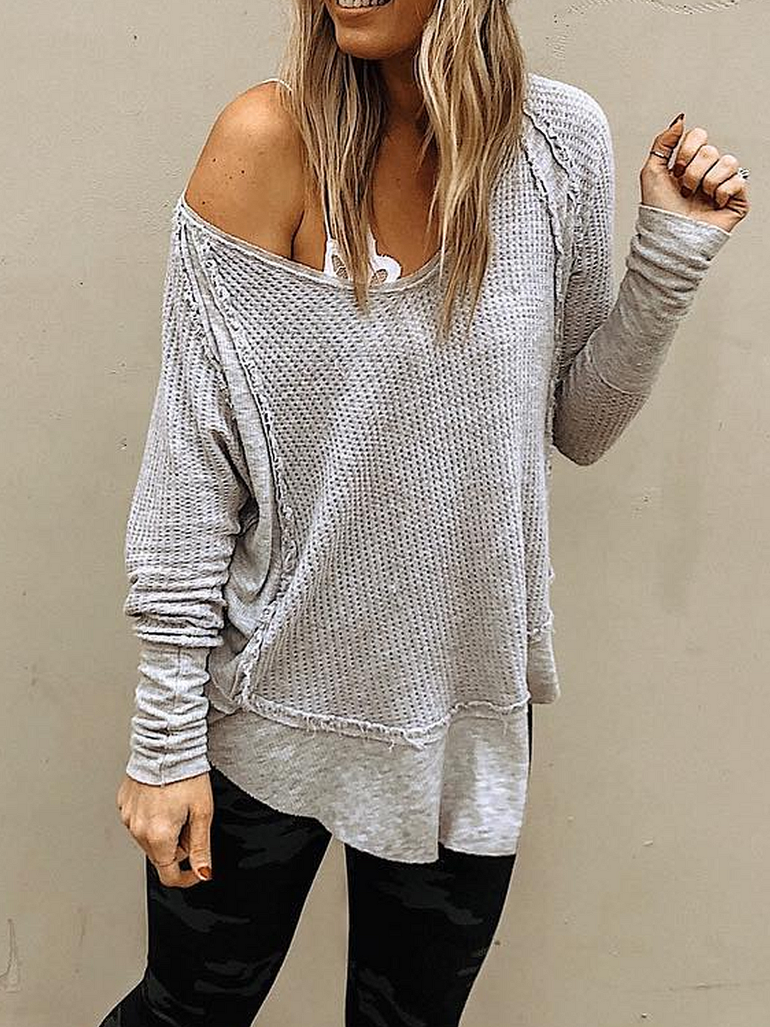 Knitted Long Sleeve Casual Sweater | EGEMISS