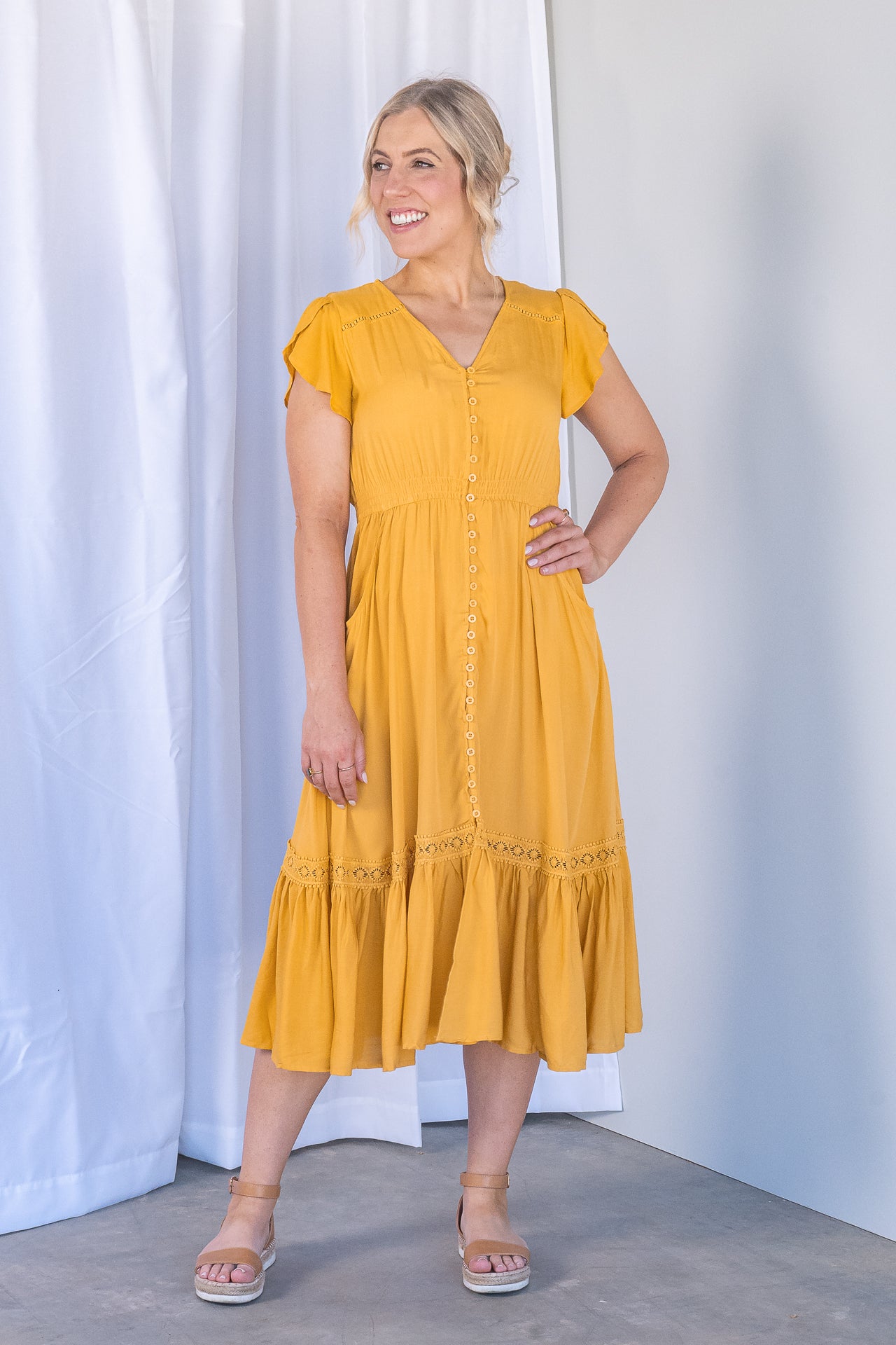 Genie Midi Dress in Marigold