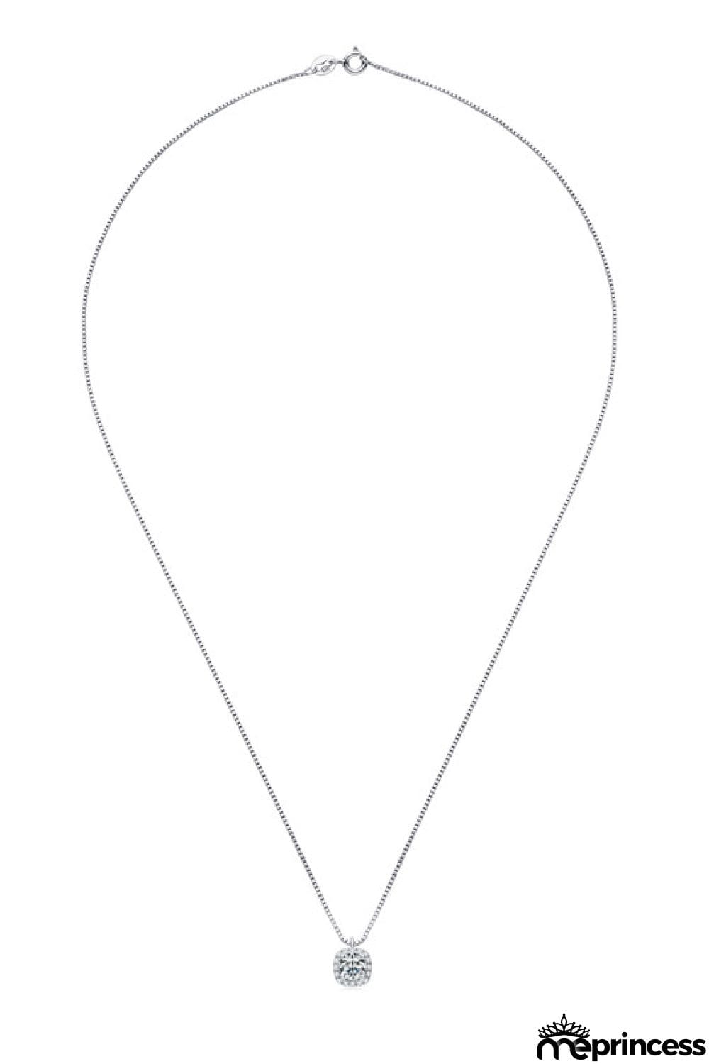Moissanite Pendant Platinum-Plated Necklace