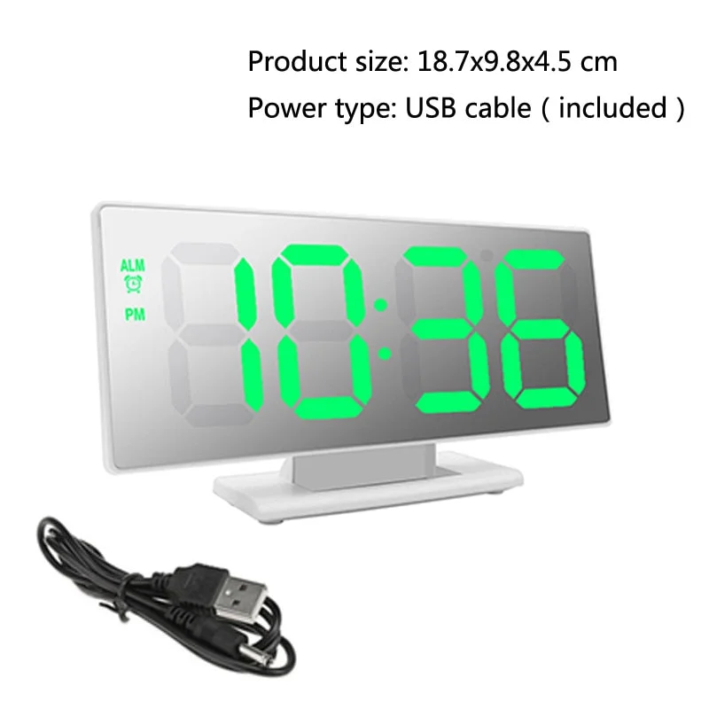 Digital Alarm Clock LED Mirror Electronic Clocks Multifunction Large LCD Display Digital Table Clock with Temperature Calendar