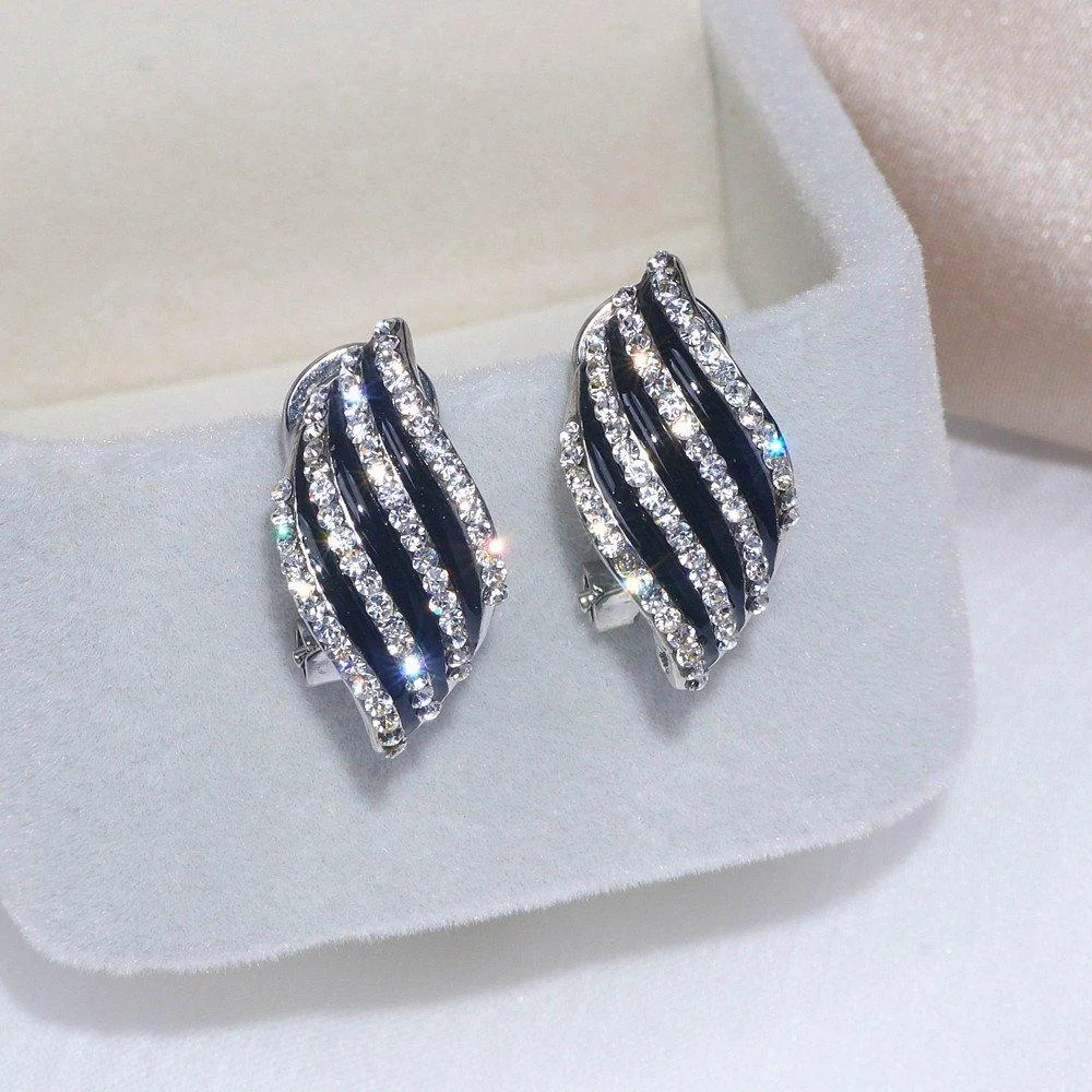 Classic Trendy Geometric Crystal Stud Earrings