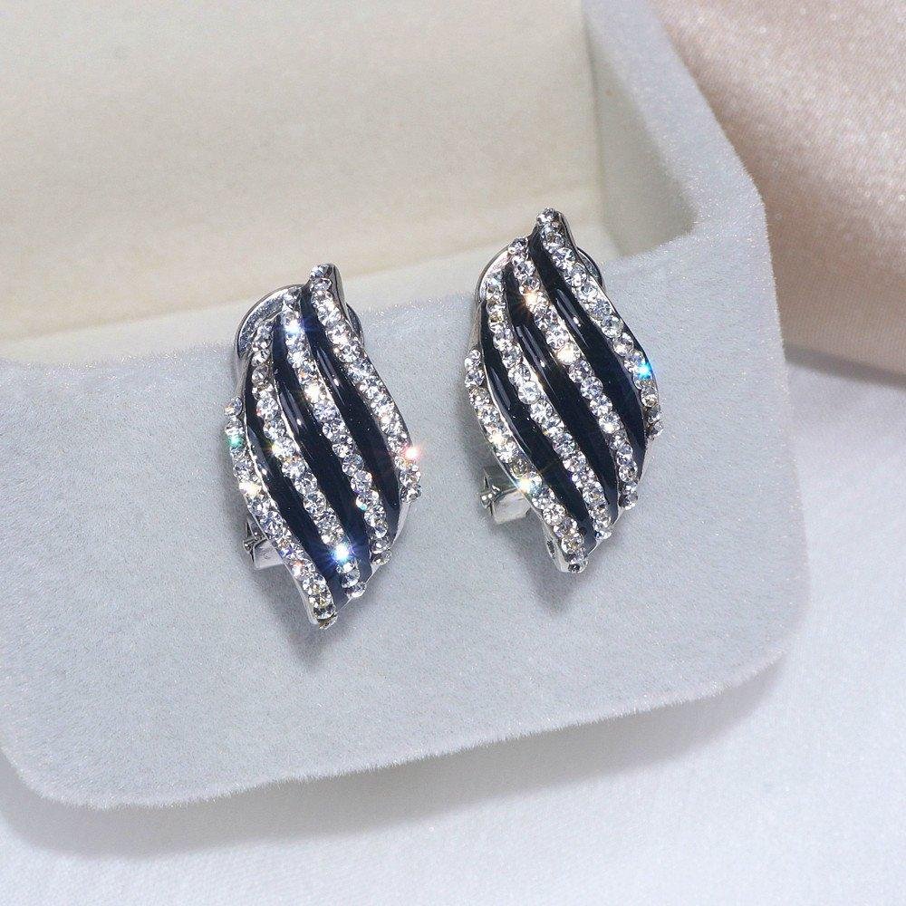 Classic Trendy Geometric Crystal Stud Earrings-VESSFUL