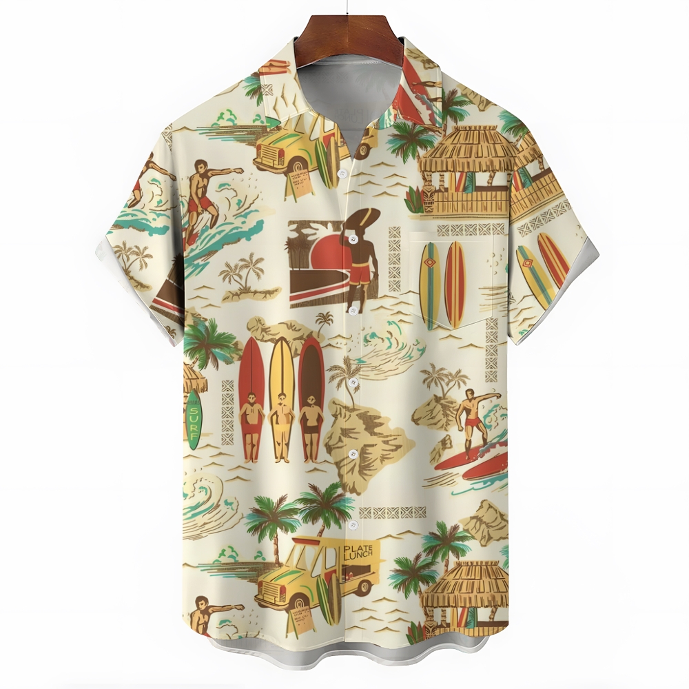 Tropical Surfing Pattern Hawaiian Shirt