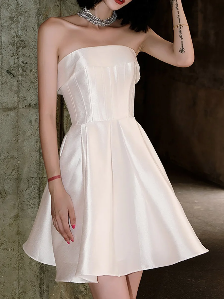 Strapless silk-faille mini dress