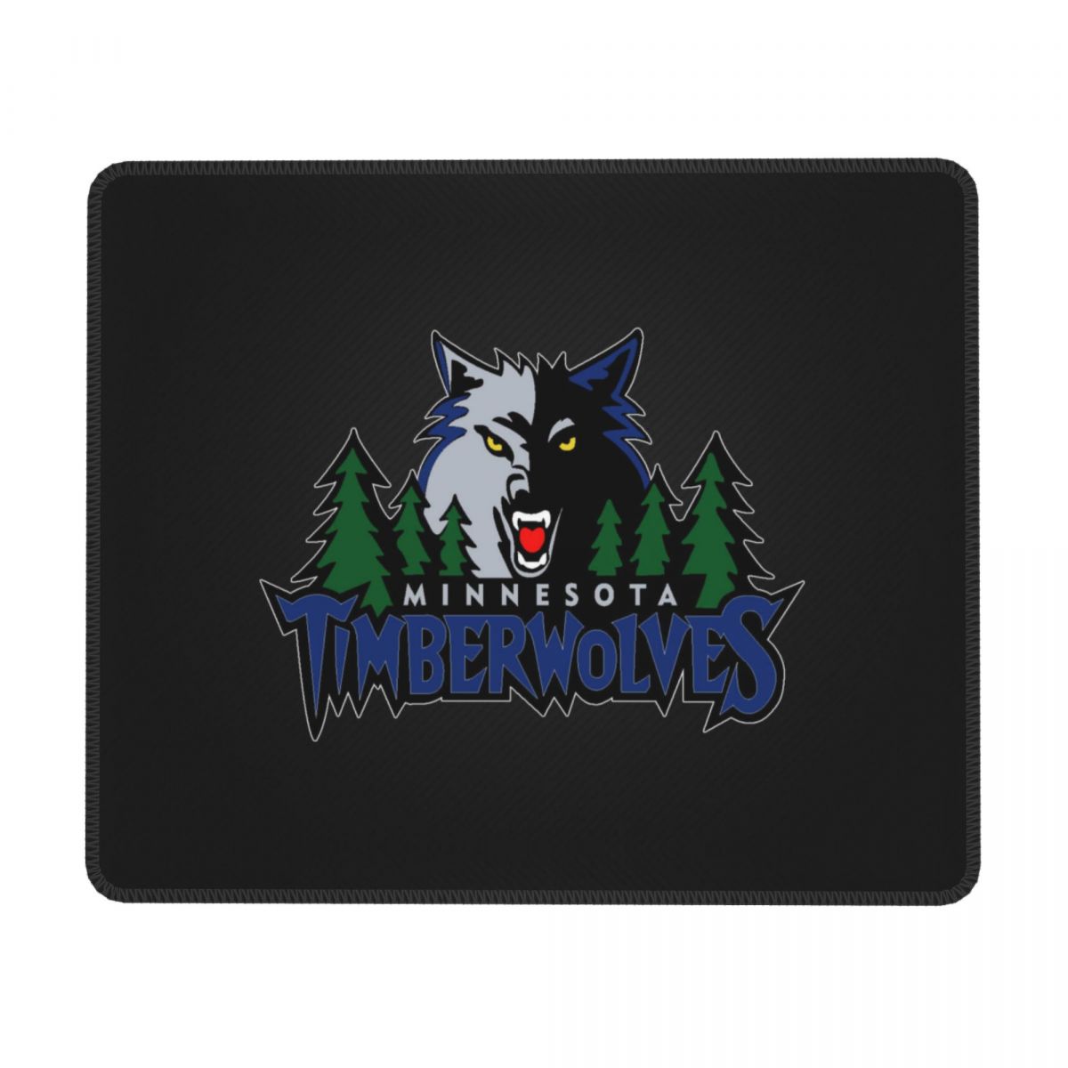 Minnesota Timberwolves Logo In Black Square Rubber Base MousePads