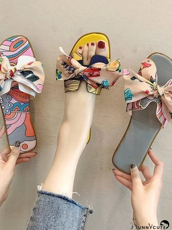 Sandals and Slippers Bow Flat H Slippers