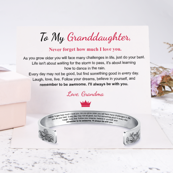 To My Granddaughter I Will Always Be With You Cuff Bracelet