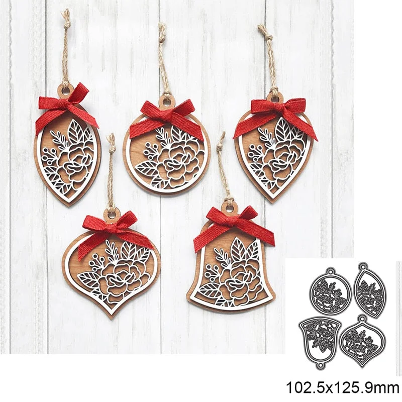 4pcs Christmas Rose Flower Metal Cutting Dies For DIY Scrapbook Cutting Die Paper Cards Embossed Decorative Craft Die Cut New