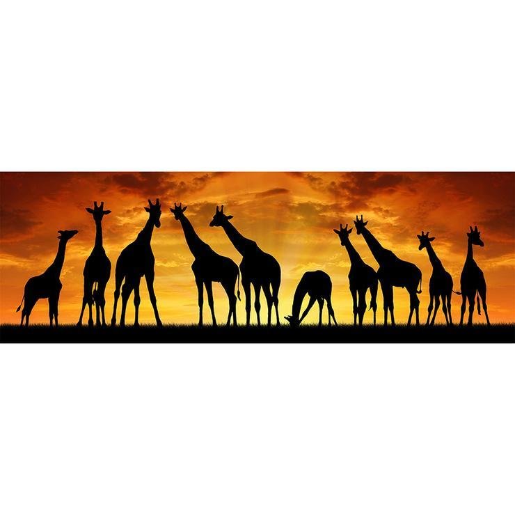 Peinture au diamant - Plein rond - Girafe coucher de soleil (80 * 30cm)